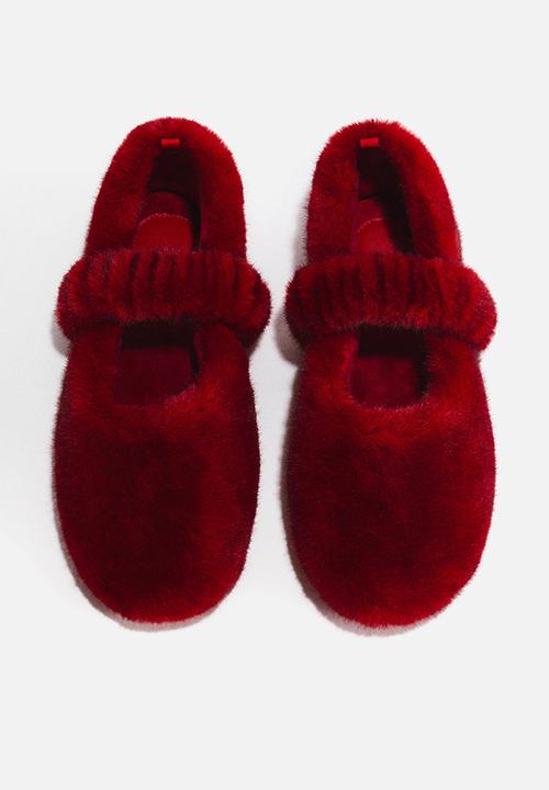 H&M - Fluffy slippers - dark red