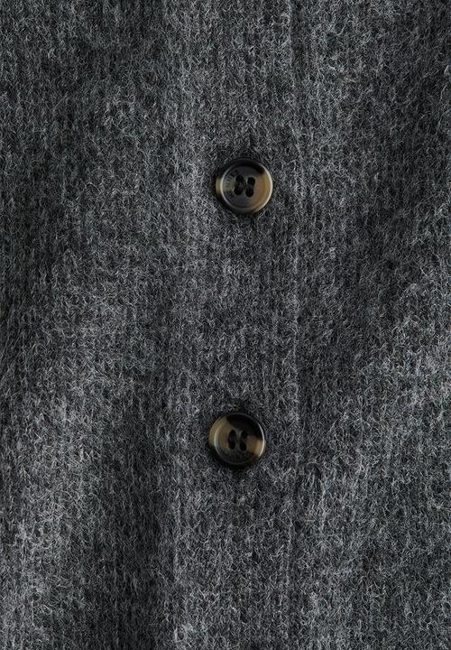 H&M - Short-sleeved collared cardigan - dark grey marl