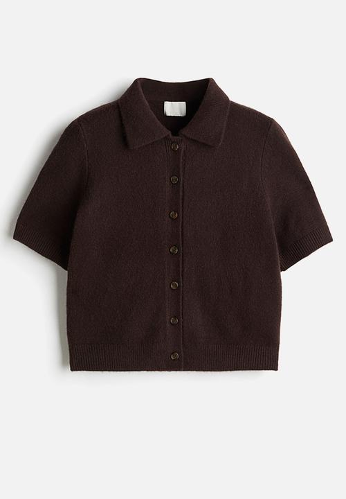 H&M - Short-sleeved collared cardigan - dark brown