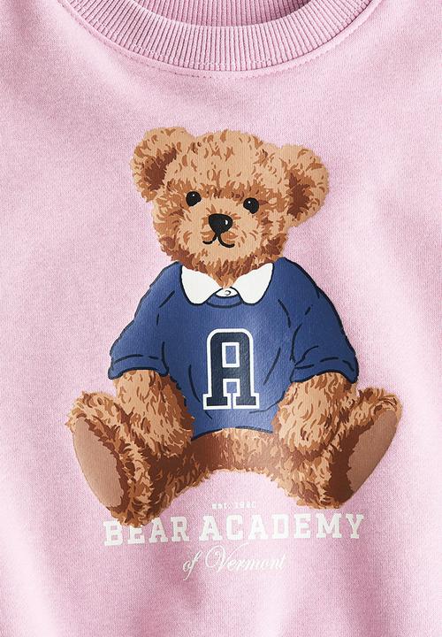 H&M - Printed brushed-inside sweatshirt - pink/bear academy