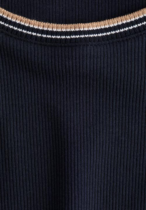 H&M - Rib-knit T-shirt - navy blue