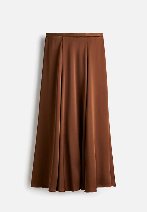 H&M - A-line satin skirt - brown