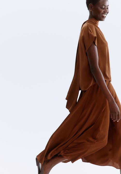 H&M - A-line satin skirt - brown