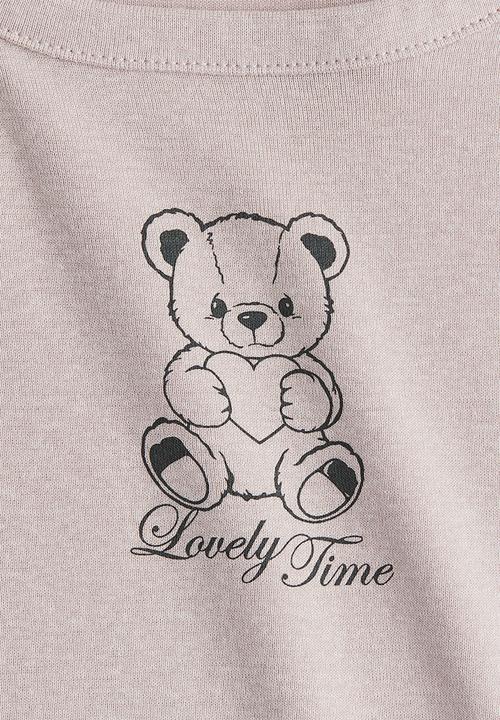H&M - Cotton jersey top - light dusty pink/lovely time