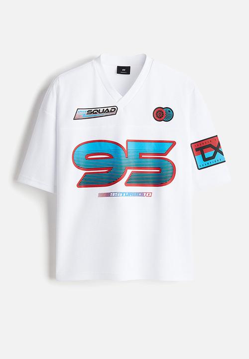 H&M - Oversized fit printed mesh t-shirt - white/95