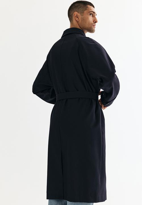 H&M - Loose fit belted mac-style coat - navy blue