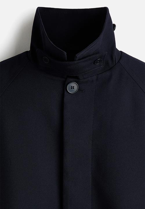H&M - Loose fit belted mac-style coat - navy blue