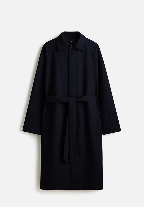 H&M - Loose fit belted mac-style coat - navy blue
