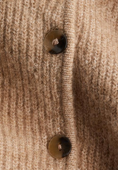 H&M - Rib-knit peplum cardigan - beige marl
