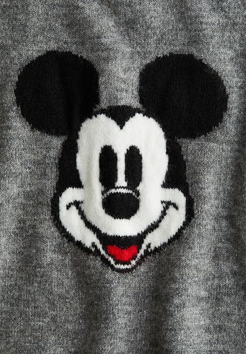 H&M - Jacquard-knit jumper - grey marl/mickey mouse