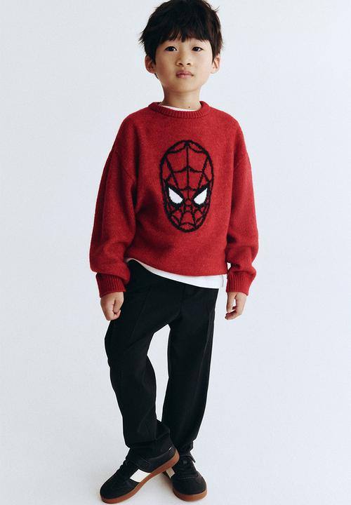 H&M - Jacquard-knit jumper - red/spider-man