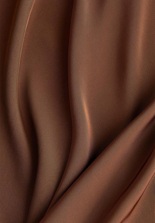 H&M - Cap-sleeved satin dress - brown