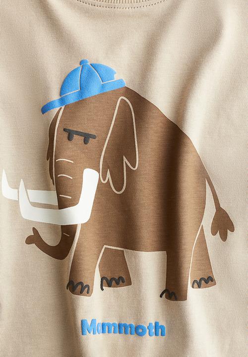 H&M - Loose-fit printed t-shirt - beige/mammoth