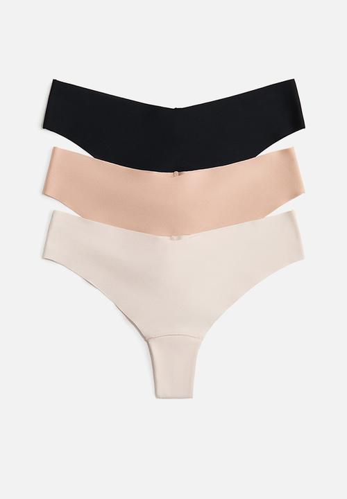 H&M - 3-Pack microfibre brazilian briefs - light beige/beige/black
