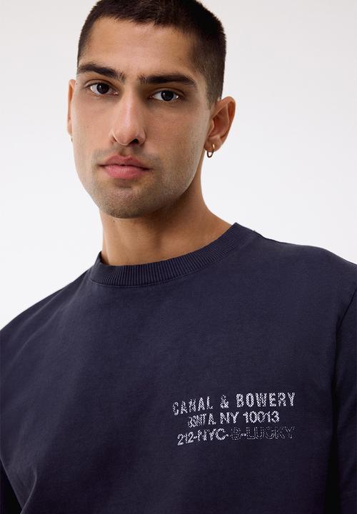 H&M - Regular fit printed cotton t-shirt - dark grey/canal & bowery