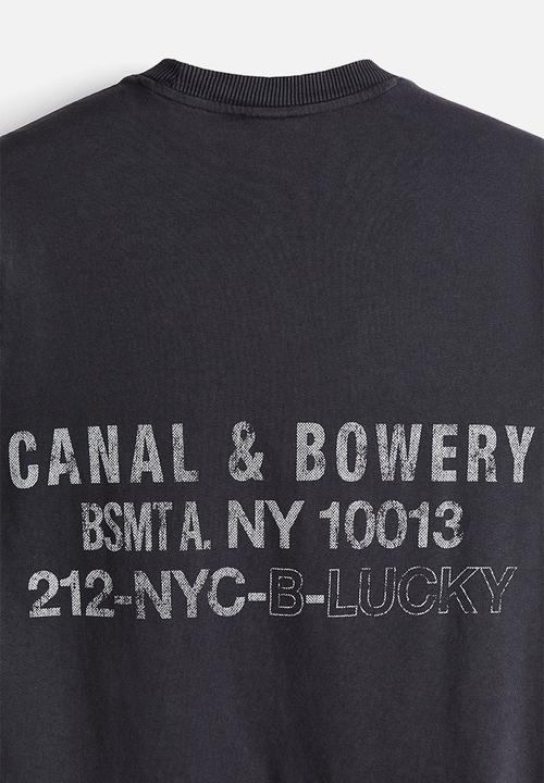 H&M - Regular fit printed cotton t-shirt - dark grey/canal & bowery