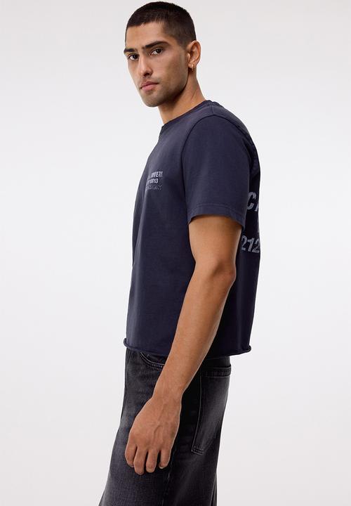 H&M - Regular fit printed cotton t-shirt - dark grey/canal & bowery