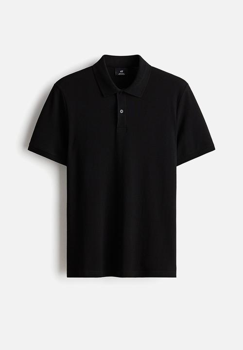 H&M - Regular fit pique polo shirt - black