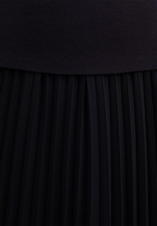 Forever New - Lorelei woven mixed midi dress in navy