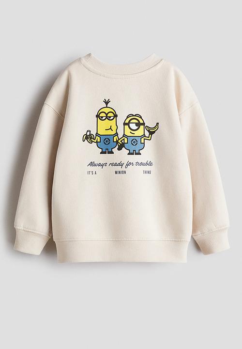 H&M - 2-piece printed sweatshirt set - light beige/minions