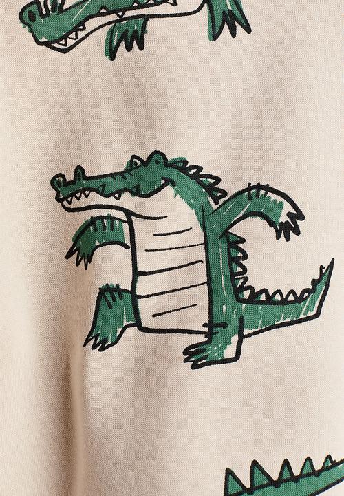 H&M - Printed brushed-inside sweatshirt - light beige/crocodiles