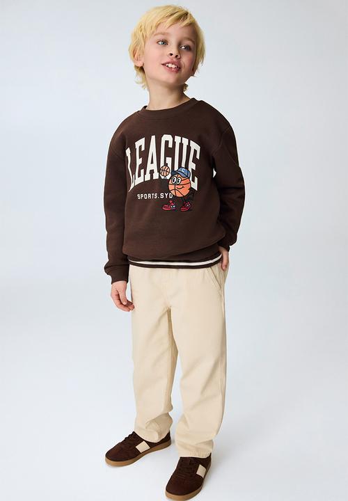 H&M - Printed brushed-inside sweatshirt - dark brown/league