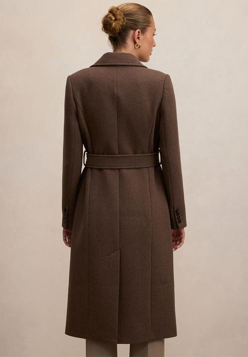 Aydee Double Breasted Coat In Mid Brown