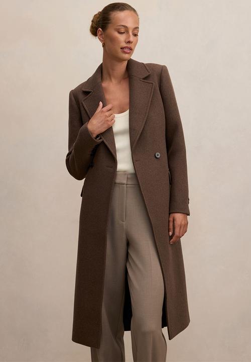 Forever New - Aydee Double Breasted Coat In Mid Brown