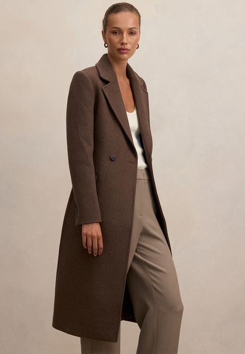 Forever New - Aydee Double Breasted Coat In Mid Brown