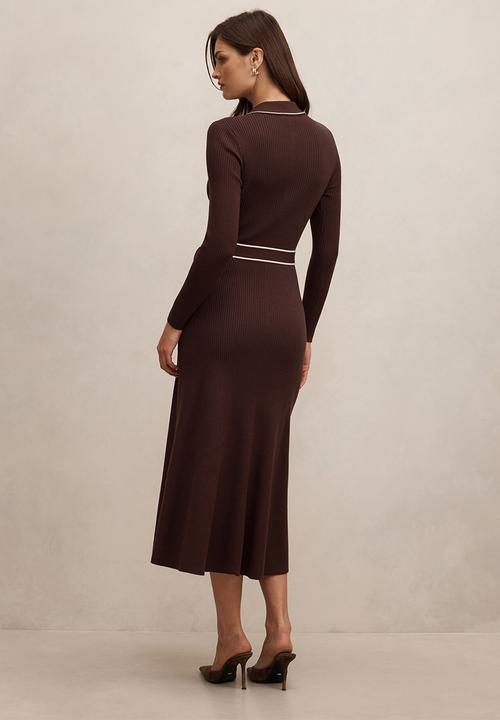 Forever New - Maisy Collared Midi Dress In Chocolate