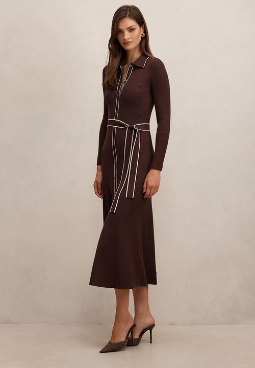 Forever New - Maisy Collared Midi Dress In Chocolate