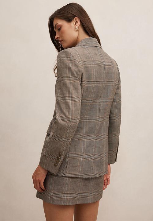 Forever New - Eleanor Double Breasted Blazer In Check Suit Brown