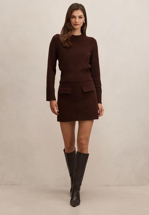 Forever New - Natalie Knitted Sweater In Co Ord - chocolate