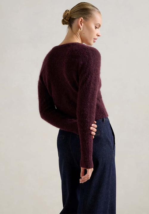 Forever New - Tilly crew neck cardigan in elderberry