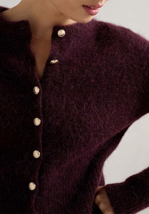 Forever New - Tilly crew neck cardigan in elderberry