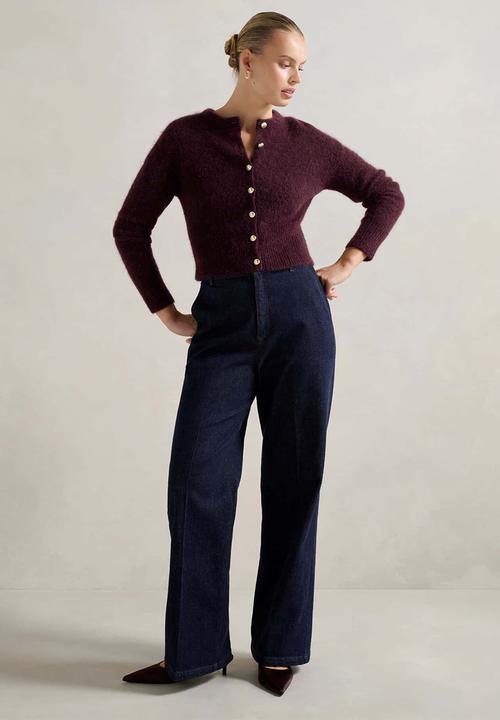 Forever New - Tilly crew neck cardigan in elderberry