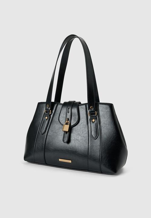 Forever New - Riley Retro Lock Tote Bag In Black