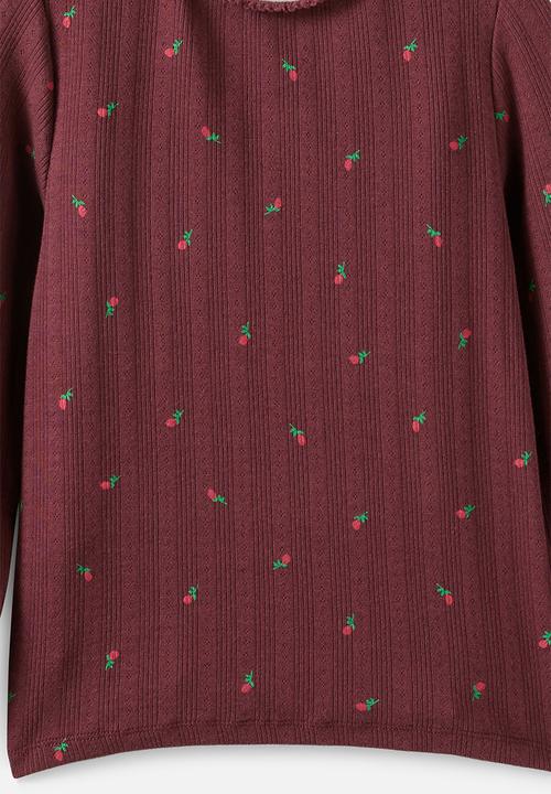Cotton On - Jade Crew - Bordeaux/Ditsy