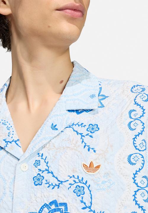 adidas Originals - Printed Seersucker Resort Shirt - Blue