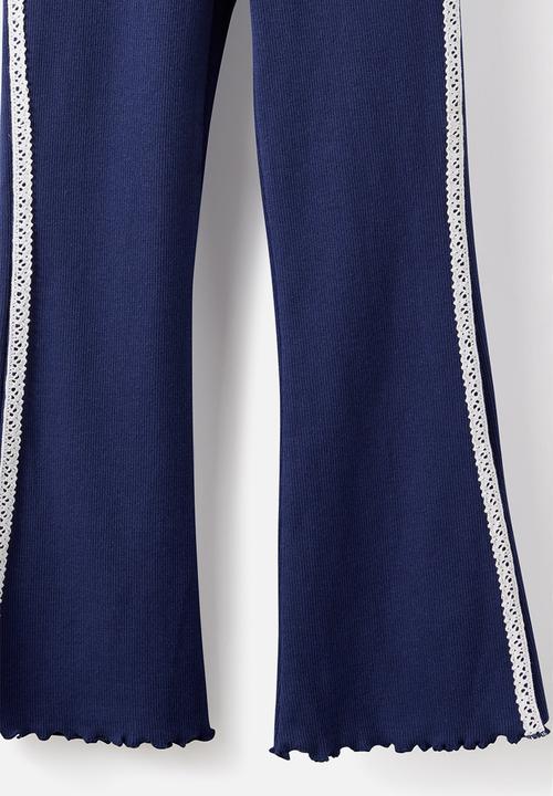Cotton On - Francine Flare Pant - Denim Navy/Lace Trim