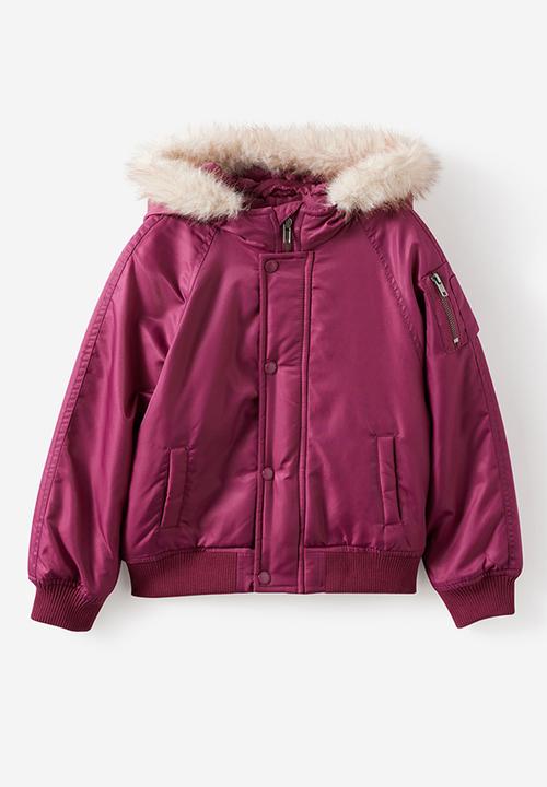 Cotton On - Hooded Parka Jacket - Berry Jam 