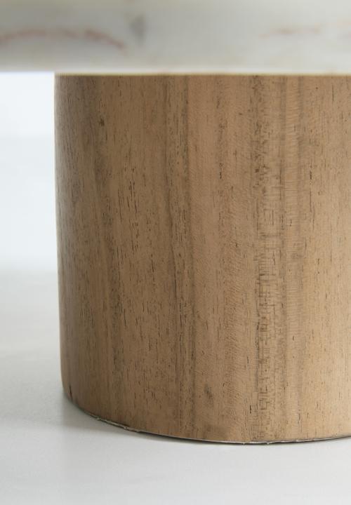Sixth Floor - Marble & Wood Cake Stand - White
