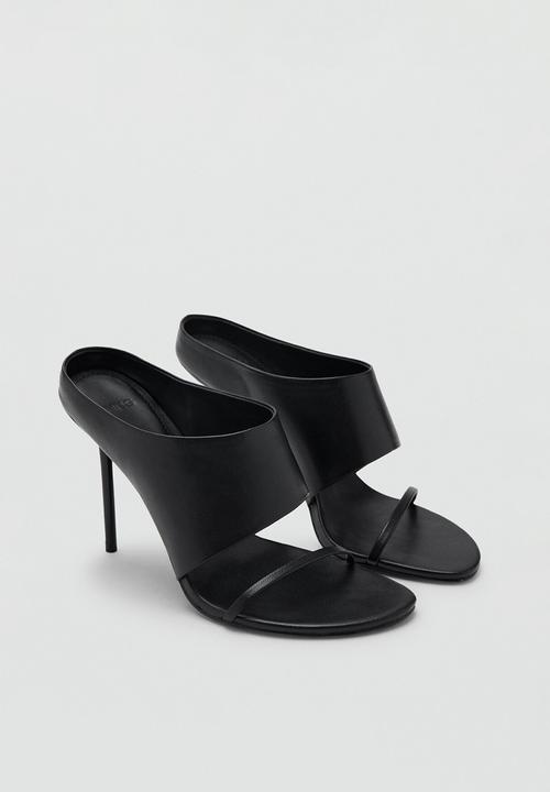 MANGO - Pal leather stiletto mule heel - black
