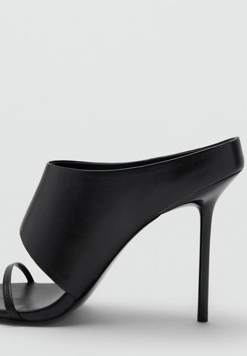 MANGO - Pal leather stiletto mule heel - black