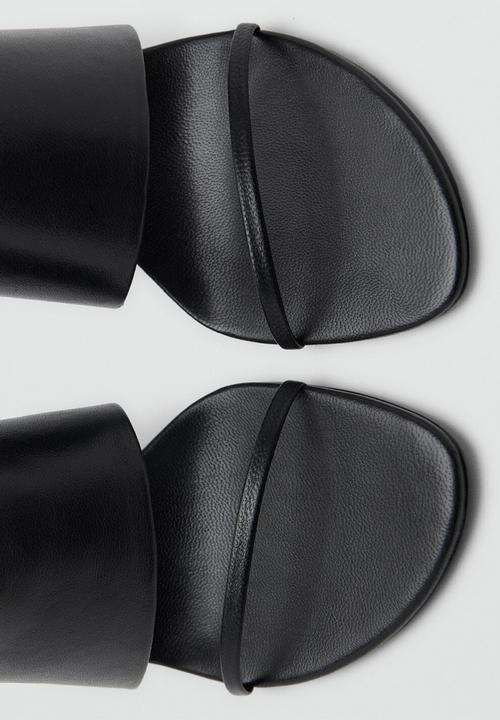 MANGO - Pal leather stiletto mule heel - black