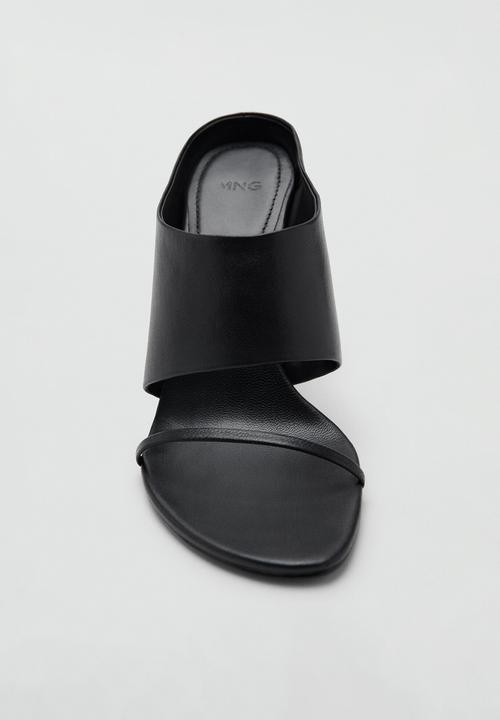 MANGO - Pal leather stiletto mule heel - black