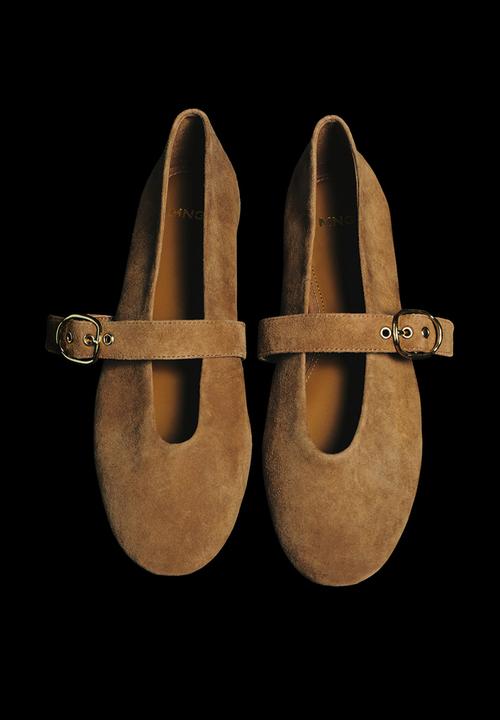 MANGO - Door1 suede mary-jane pump - light/pastel brown