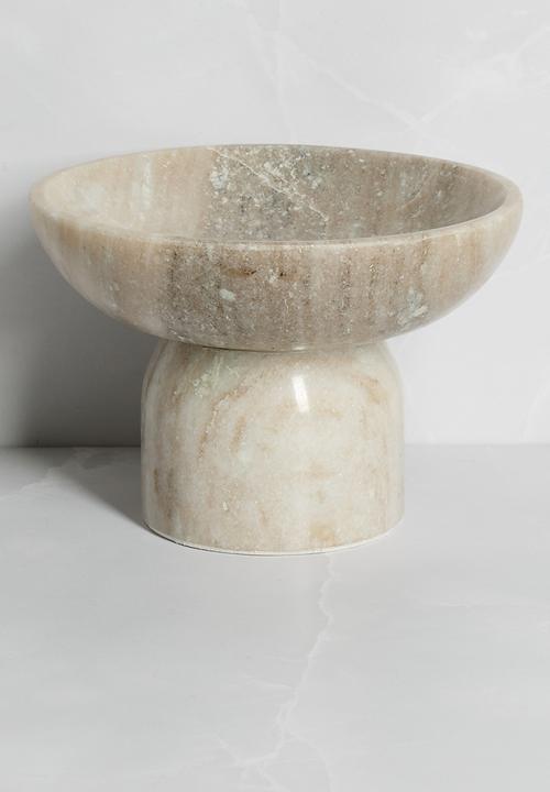 Marble Décor Bowl on Stand - Natural