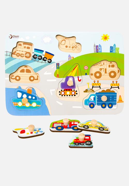 Greenbean Learning - Classic World - Peg Puzzle - Traffic - 7pcs