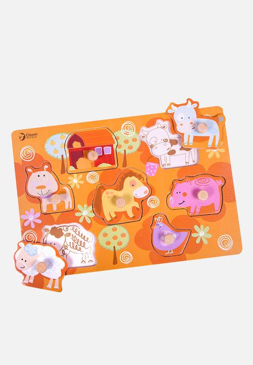 Greenbean Learning - Classic World - Peg Puzzle - Farm - 7pcs